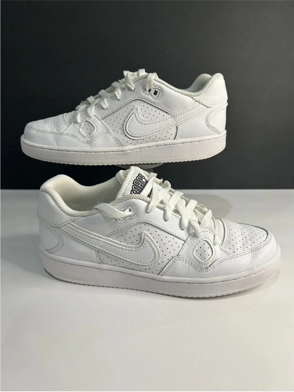Nike Kids White Leather Court-Style Sneakers